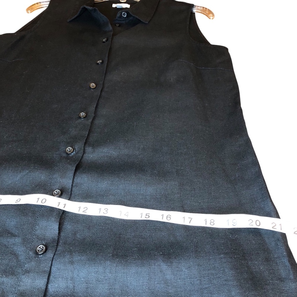 Garnet Hill 100% Linen Shirt Dress Size 8 Black Coastal Minimalist Beach Cruise - Picture 8 of 9